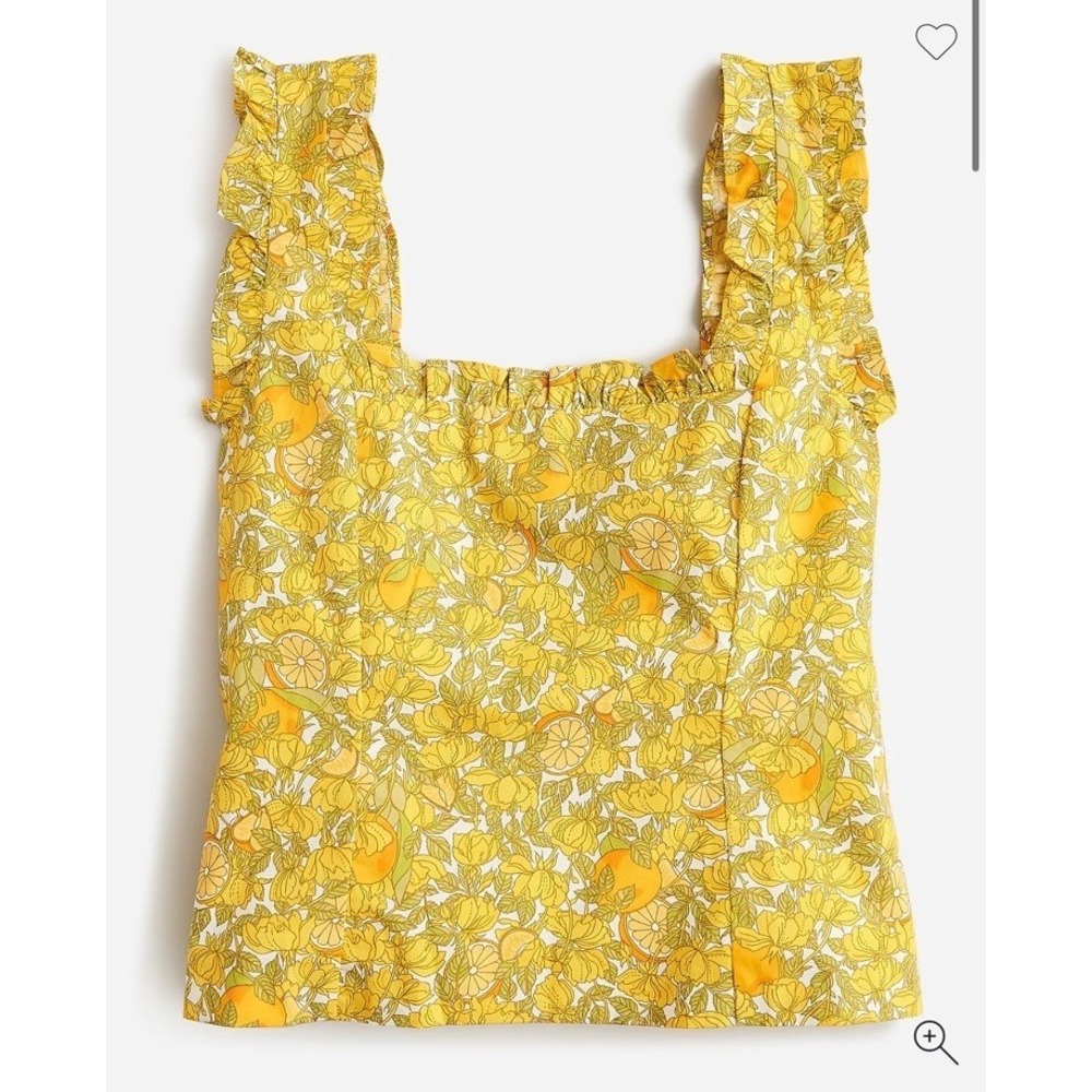 J.Crew Size M Poplin Tank top LIMONE print fruits corset bodice square neck - Picture 9 of 9